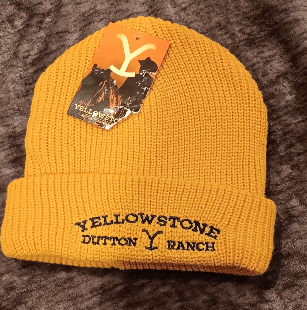 NWT Yellowstone Dutton Ranch  Mustard Yellow Beanie
